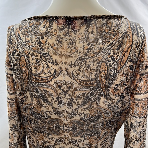 Calypso Neutrals, Pattern Print Silk Midi Length Coverup Size Small - Picture 6 of 9